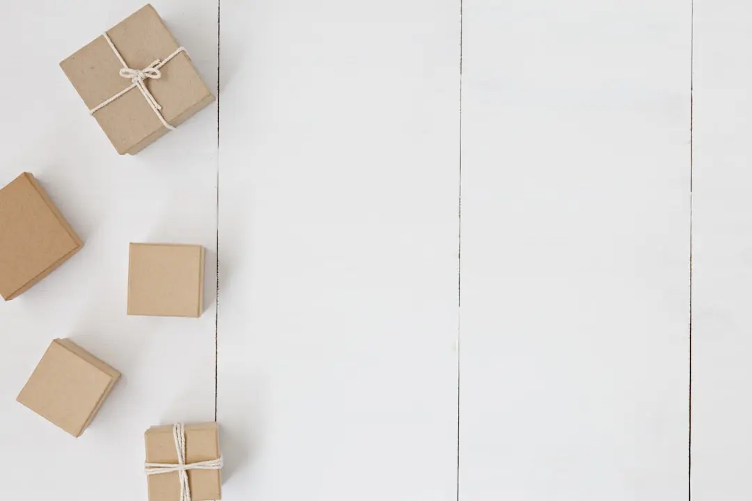 Brown gift box on a white surface, representing a corporate gift ready for delivery
