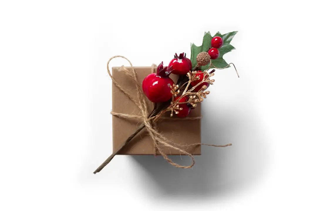 Holiday gift shop interface embedded inside a dating app conversation, showing a seasonal catalog with physical gift options